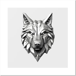 Realistic 3D Wolf Head Posters and Art